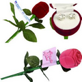 Cubic Zirconia Earrings w/ Long Stem Rose